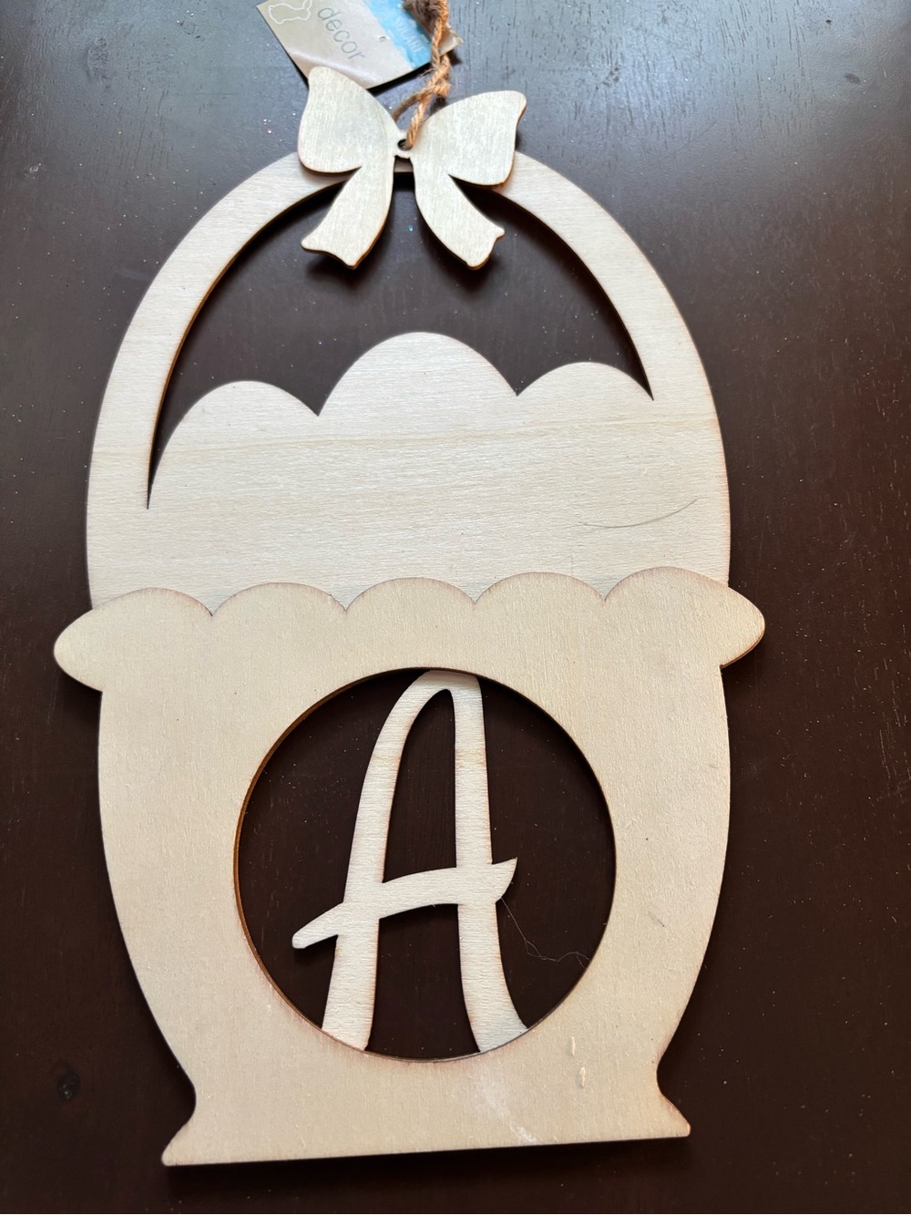 Easter Egg Wood Hanging Decor – 
Unfinished Wooden Egg with Bow - New